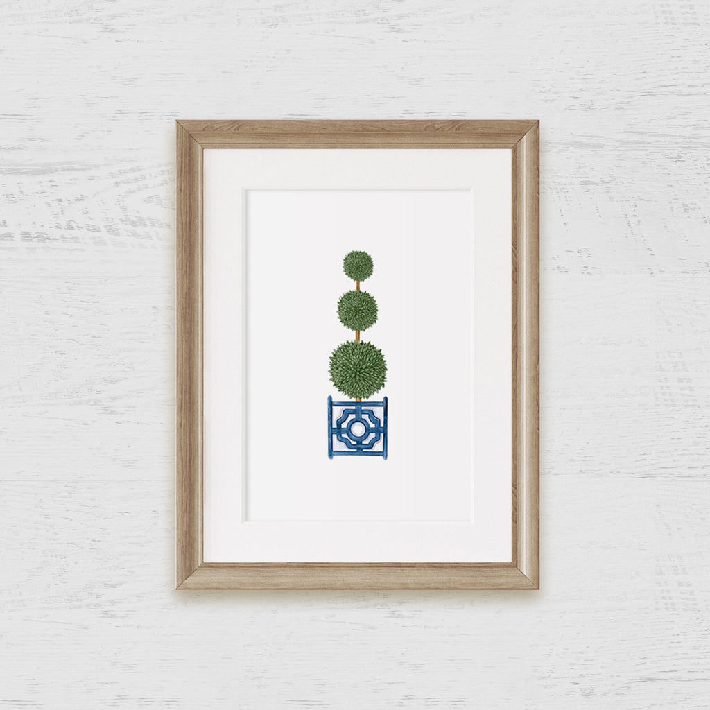 Triple Topiary Tree Chinoiserie Art Print - Hydrangea Lane Home