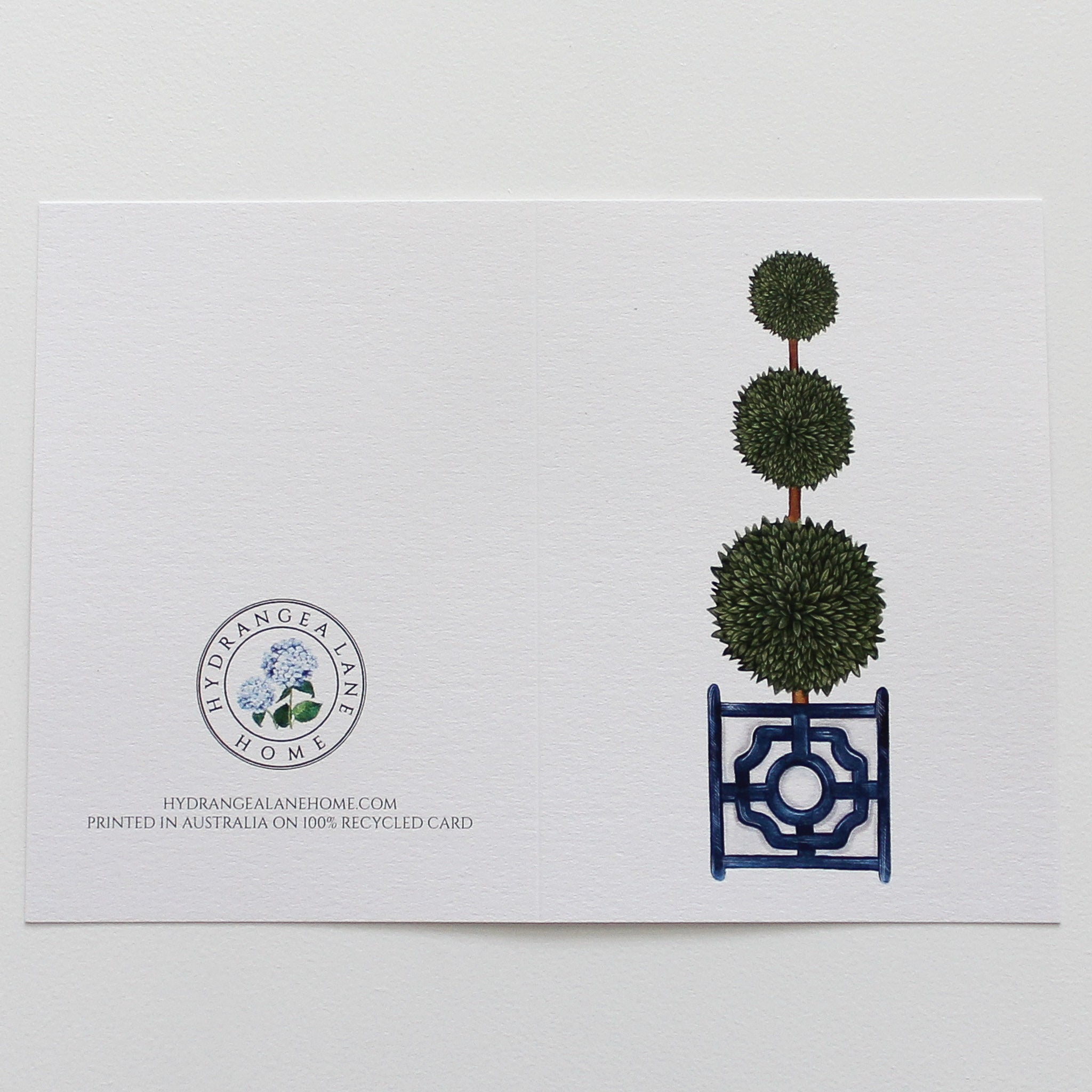 Triple Topiary Tree in Planter Box Greeting Card - Hydrangea Lane Home