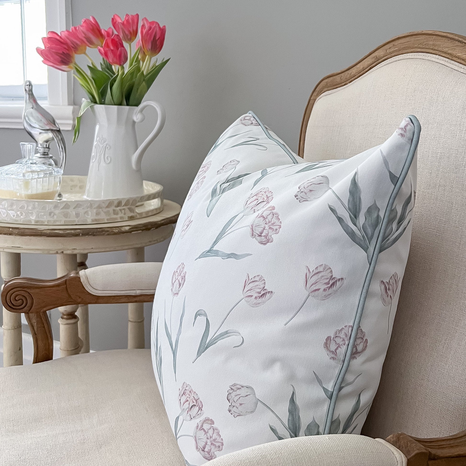 Tulips Cushion - Pink or Dove - Hydrangea Lane Home