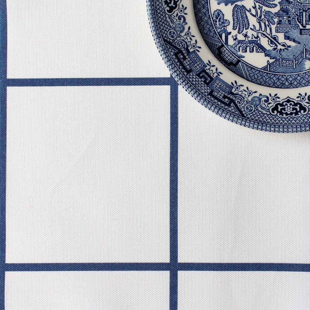 Pane Check Window Pane Check Fabric - Navy – Hydrangea Lane Home