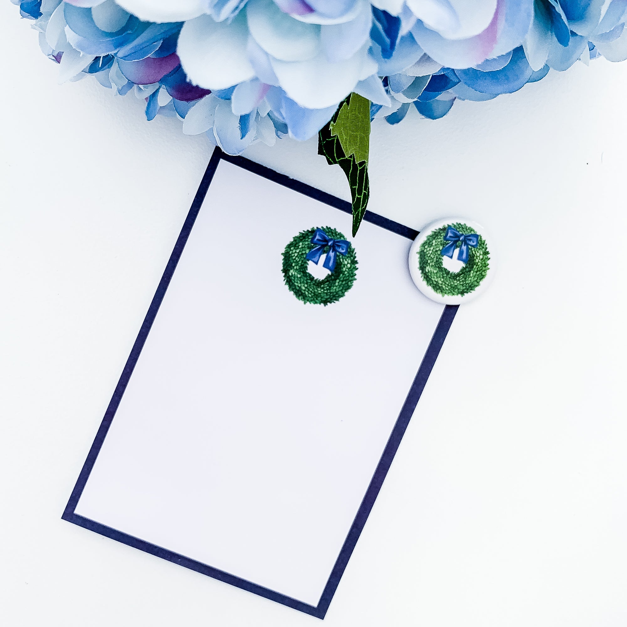Wreath Blue Bow Magnet - Hydrangea Lane Home